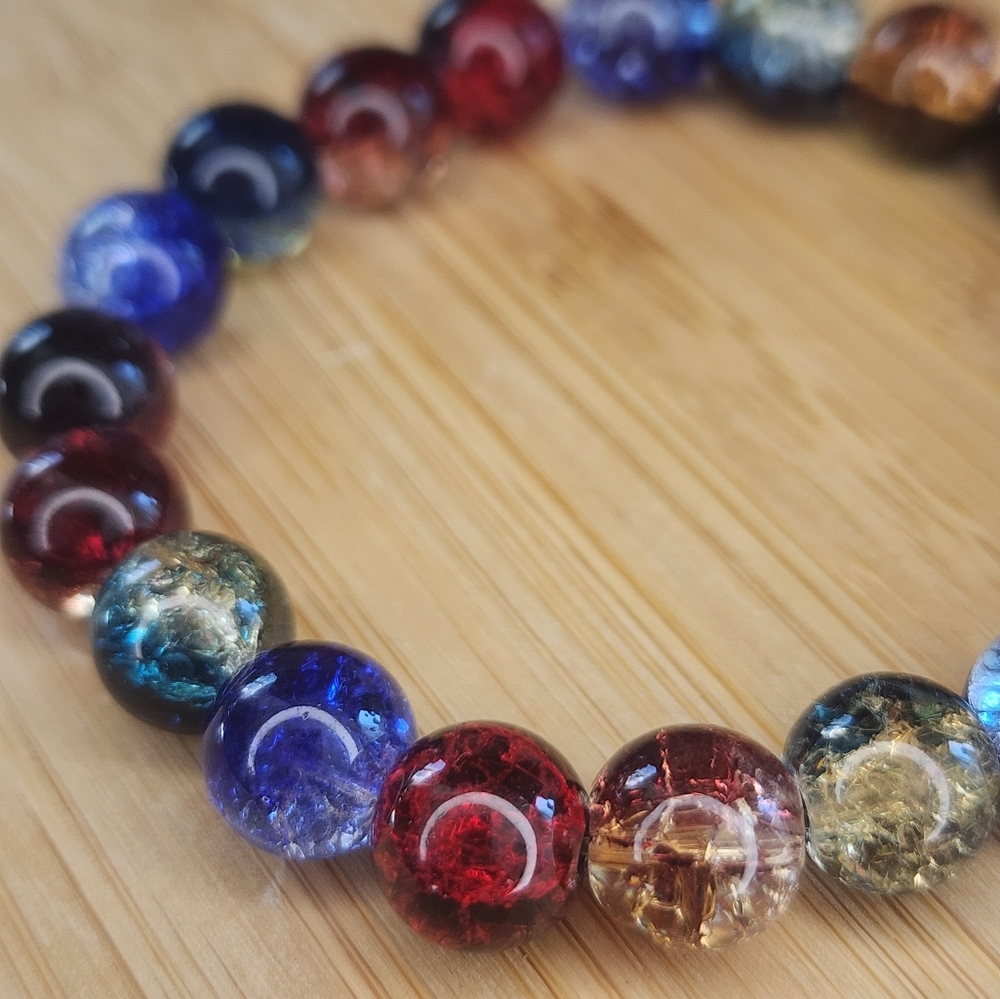 Colorful beaded glass bracelet - Picture 2 of 2